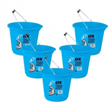 5x 15L Pro Tough Bucket