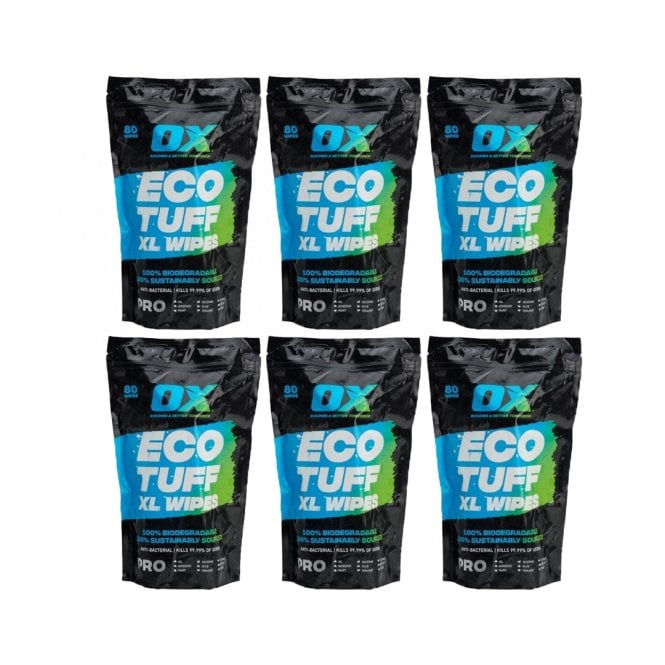 OX Tools 6x Biodegradable Eco Trade Wipe Pouch Refills