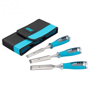 Pro 13mm, 19mm & 25mm Wood Chisel Set in Velcro Case - 3-Piece