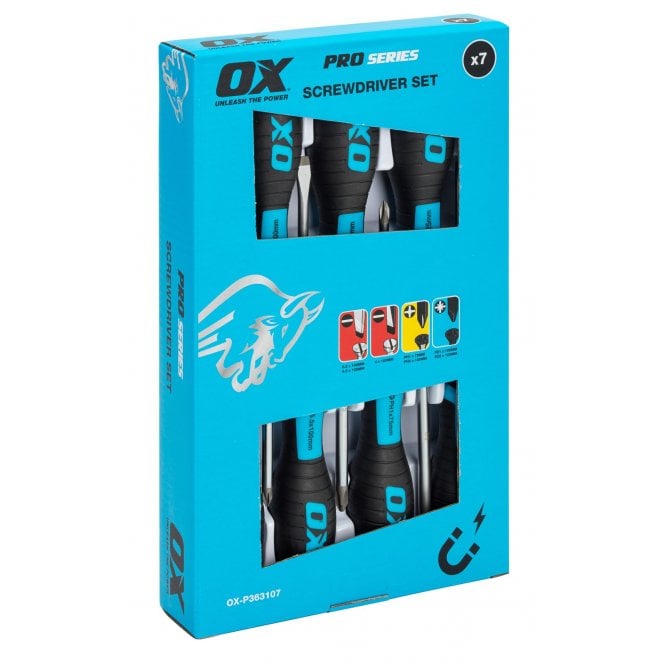 OX Tools Pro 7 Piece Screwdriver Set - Card Display Box