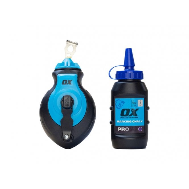 OX Tools Pro Aluminium Kevlar Chalk Line Reel & Blue Refill