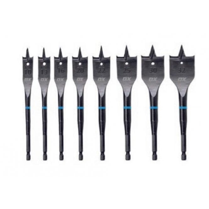 OX Tools Pro Flat Impact Wood Drill Bit Set 8 Piece