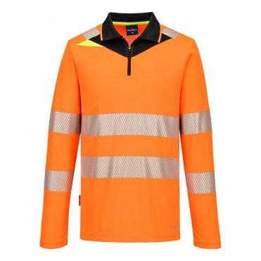 DX4 Hi-Vis Zip Long Sleeve Polo Shirt