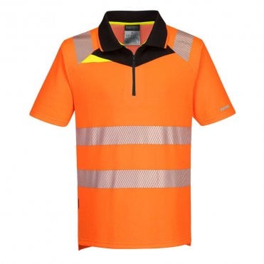 DX4 Hi-Vis Zip Short Sleeve Polo Shirt
