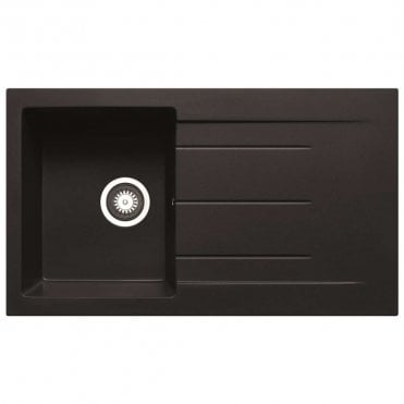Compact Granite 1.0 Bowl & Drainer Inset Black Kitchen Sink - 860mm x 500mm