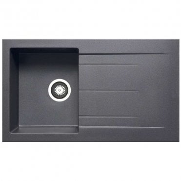 Compact Granite 1.0 Bowl & Drainer Inset Gun Metal Kitchen Sink - 860mm x 500mm