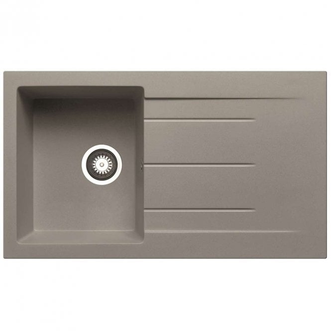 Prima+ Compact Granite 1.0 Bowl & Drainer Inset Light Grey Kitchen Sink - 860mm x 500mm