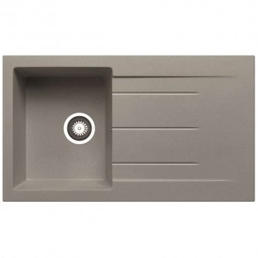 Compact Granite 1.0 Bowl & Drainer Inset Light Grey Kitchen Sink - 860mm x 500mm