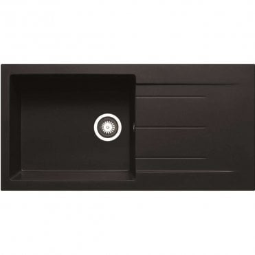 Granite 1.0 Bowl & Drainer Inset Black Kitchen Sink - 1000mm x 500mm