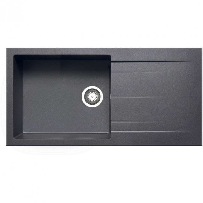 Prima+ Granite 1.0 Bowl & Drainer Inset Gun Metal Kitchen Sink - 1000mm x 500mm