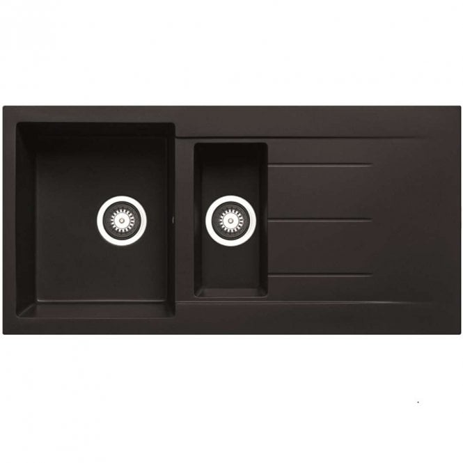 Prima+ Granite 1.5 Bowl & Drainer Inset Black Kitchen Sink - 1000mm x 500mm