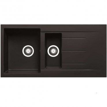Granite 1.5 Bowl & Drainer Inset Black Kitchen Sink - 1000mm x 500mm