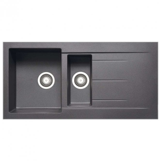 Prima+ Granite 1.5 Bowl & Drainer Inset Gun Metal Kitchen Sink - 1000mm x 500mm