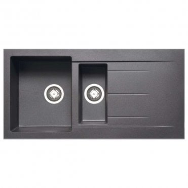 Granite 1.5 Bowl & Drainer Inset Gun Metal Kitchen Sink - 1000mm x 500mm