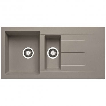 Granite 1.5 Bowl & Drainer Inset Light Grey Kitchen Sink - 1000mm x 500mm