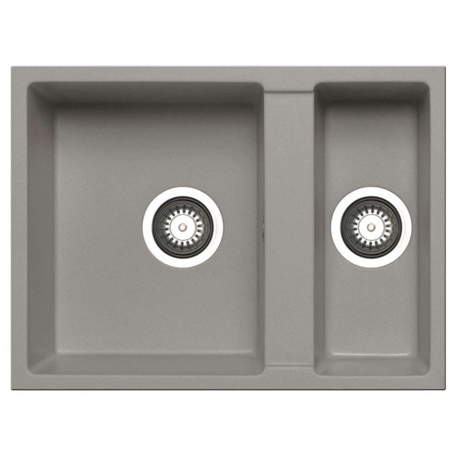 Prima+ Granite 1.5 Bowl Undermount Light Grey Kitchen Sink - 590mm x 440mm