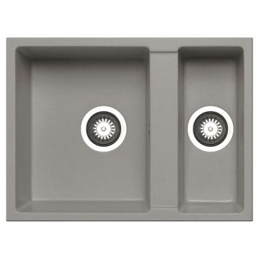 Granite 1.5 Bowl Undermount Light Grey Kitchen Sink - 590mm x 440mm