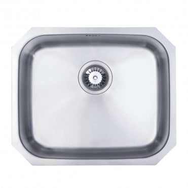 Large Undermount 1.0 Bowl Polished Steel Kitchen Sink - 530mm x 450mm