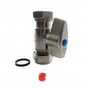 15mm x 1/2" Full Bore Isolating Service Valve with On/Off Handle Chrome
