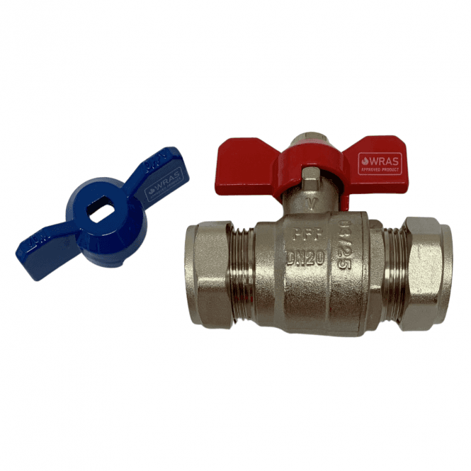 Primaflow 22mm Butterfly Ball Valve with Red & Blue Handles