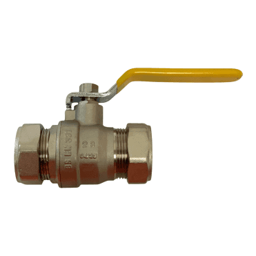 28mm Gas Lever Ball Valve Yellow Handle Compression