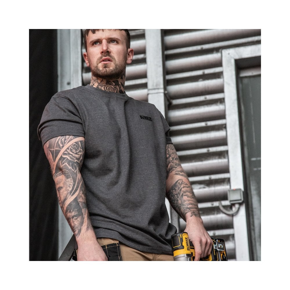 Dewalt Typhoon Mens Charcoal Grey T-Shirt Workwear Work Top Crew Neck Logo Chest