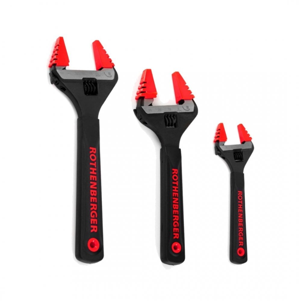 Rothenberger Wide Jaw Adjustable Wrench 3 Piece Set - 6", 8" & 10" - 18047