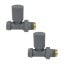 15mm Modern Straight Radiator Valves Textured Grey (Pair) 