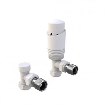 K-Design White Angled TRV Thermostatic Radiator Valve Pack