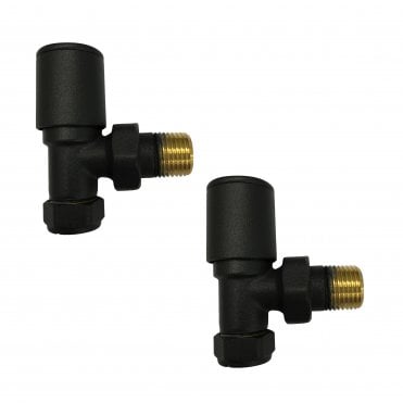 Modern Angled Radiator Valves Black (Pair)