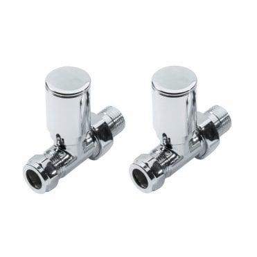 15mm Modern Straight Radiator Valves Chrome (Pair)