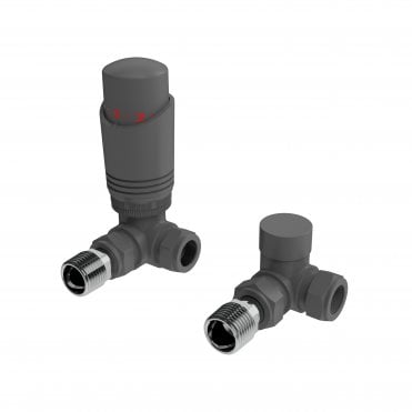 K-Design Textured Grey Corner TRV Thermostatic Radiator Valve Pack