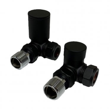Modern Corner Radiator Valves Black (Pair)