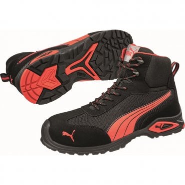 Madrid Black/Red Mid Safety Boots