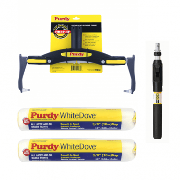 Adjustable Frame 1-2ft Extension Pole 2 x 18" White Dove Roller Sleeves
