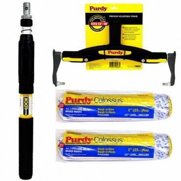 Adjustable Frame 1-2ft Extension Pole and 2x 12" Colossus Paint Roller Sleeves