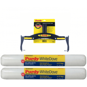 Adjustable Roller Frame + 2 x 18" White Dove (3/8" Nap) Refills