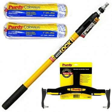 PowerLock 2-4 Extension Pole- Paint Roller Frame & 2 x 12" Colossus Sleeve