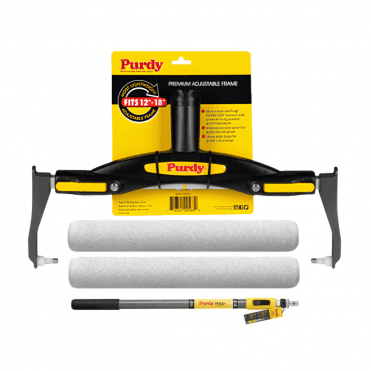 Premium 12"-18" Adjustable Paint Roller Frame with 2x 14 x 3/8 x 1.5" Altitude Roller Sleeve and 2-4ft Pole