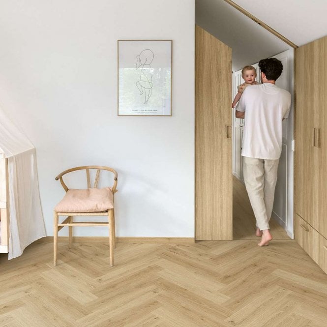 Quick-Step CIRO Herringbone Vinyl Flooring Botanic Beige