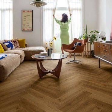 CIRO Herringbone Vinyl Flooring Botanic Caramel Oak