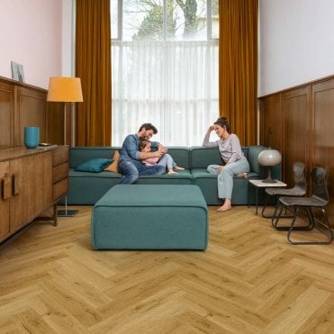 CIRO Herringbone Vinyl Flooring Botanic Smoked Oak
