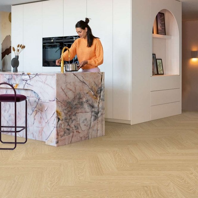 Quick-Step CIRO Herringbone Vinyl Flooring Pure Oak Blush