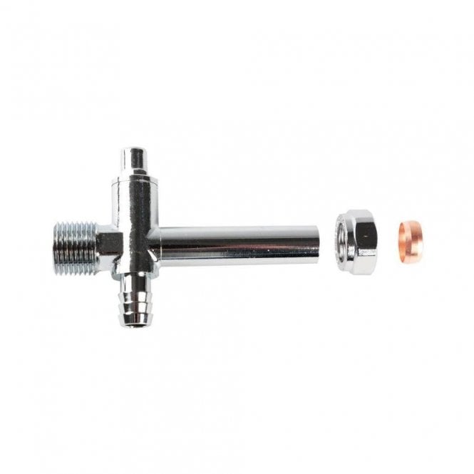 Rob Pond 60mm Rigid Radiator Valve Extension Tail with Drain Off (15mm x 1/2