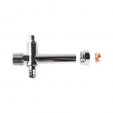 60mm Rigid Radiator Valve Extension Tail with Drain Off (15mm x 1/2" BSP)