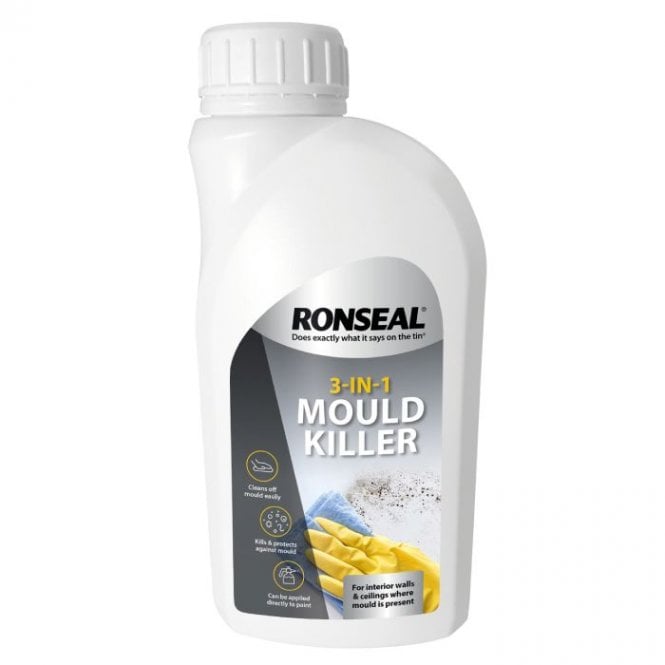 Ronseal 3 In 1 Anti Mould Killer Protection Bottle for Walls and Ceilings 500ml