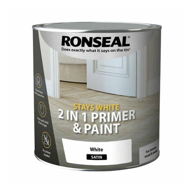 Ronseal Stays White 2 in 1 Primer and Paint - Brilliant White
