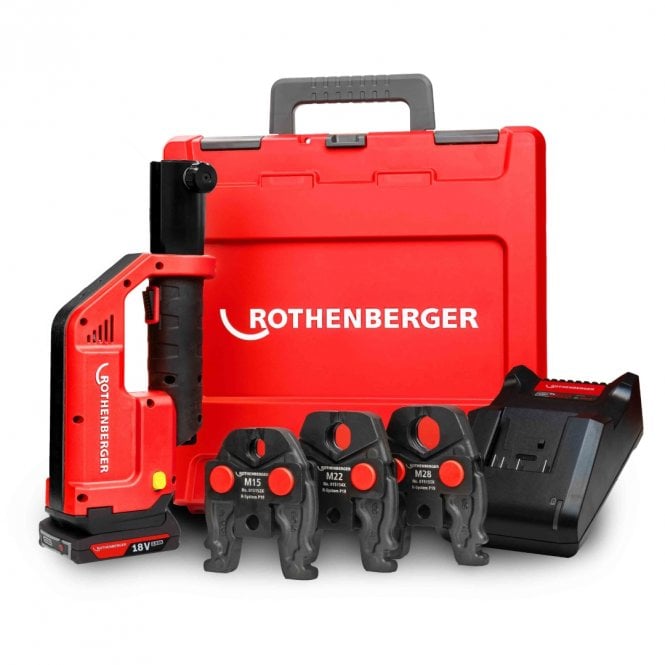 Rothenberger Romax Compact 3.0 Bluetooth Enabled Press Tool & M Profile Jaw Set 15-22-28mm - 1000004333