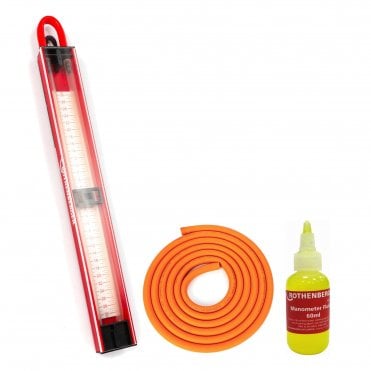U Gauge Manometer 12" / 300mm - 2m Rubber Hose & 60ml Fluid Kit