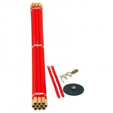 Universal Set of 10 Drain Rods with Plunger, Worm Screw & Straps - 130080